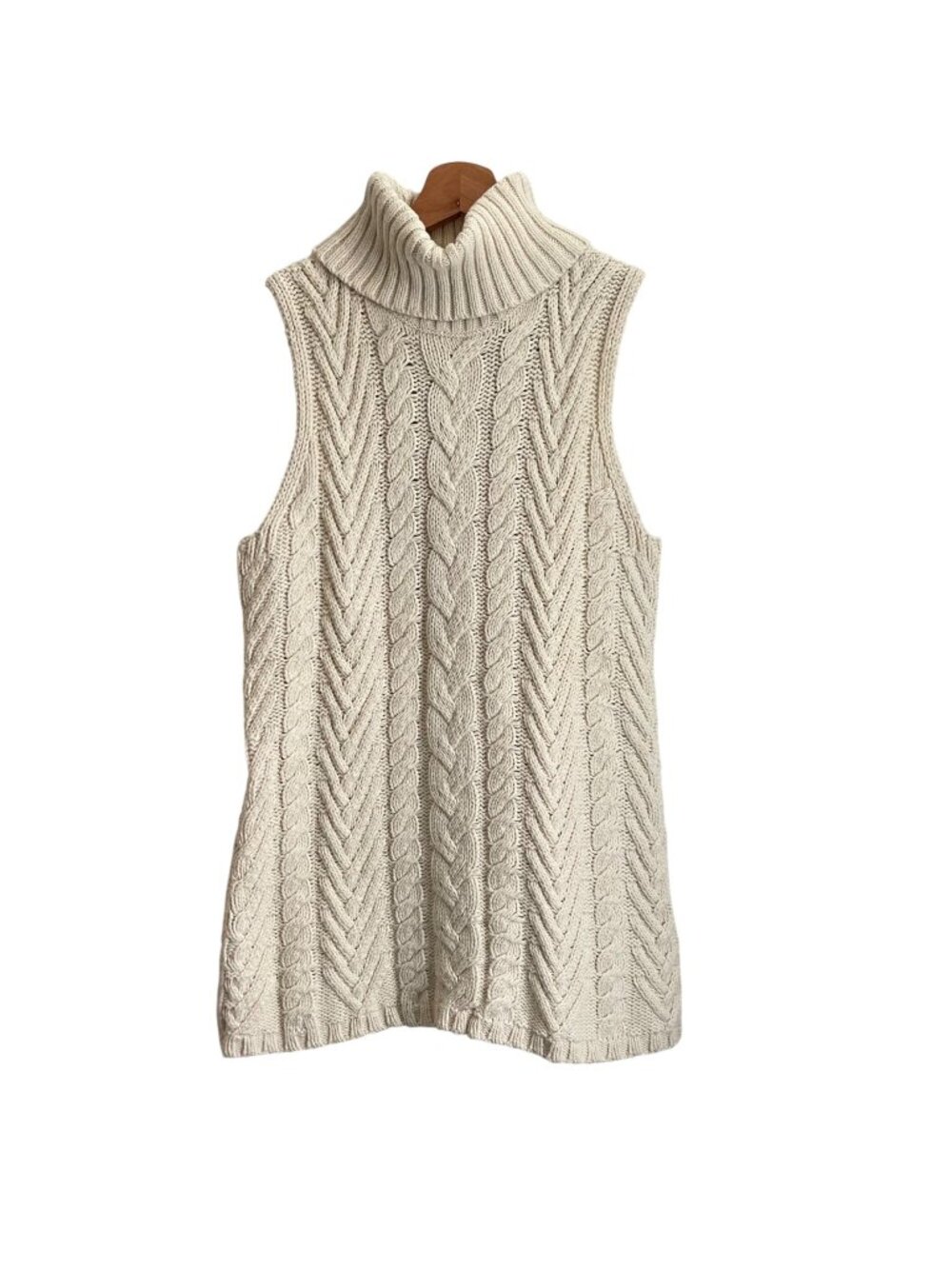 Ralph Lauren Womens Chunky Cable Knit Turtleneck Sweater Size M Old Money Preppy